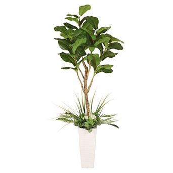 Puleo International Inc. 6 ft. Artificial Fiddle Leaf Ficus Tree with Decorative Pot