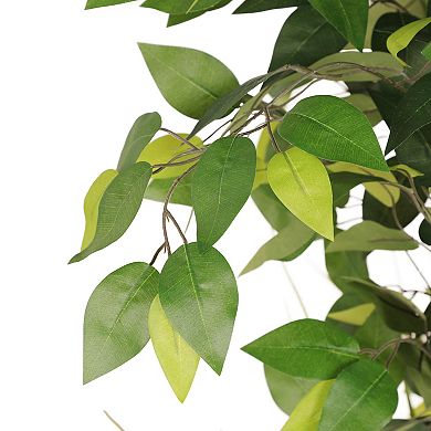 Puleo International Inc. 6 ft. Artificial Ficus Microcarpa Tree with Decorative Pot