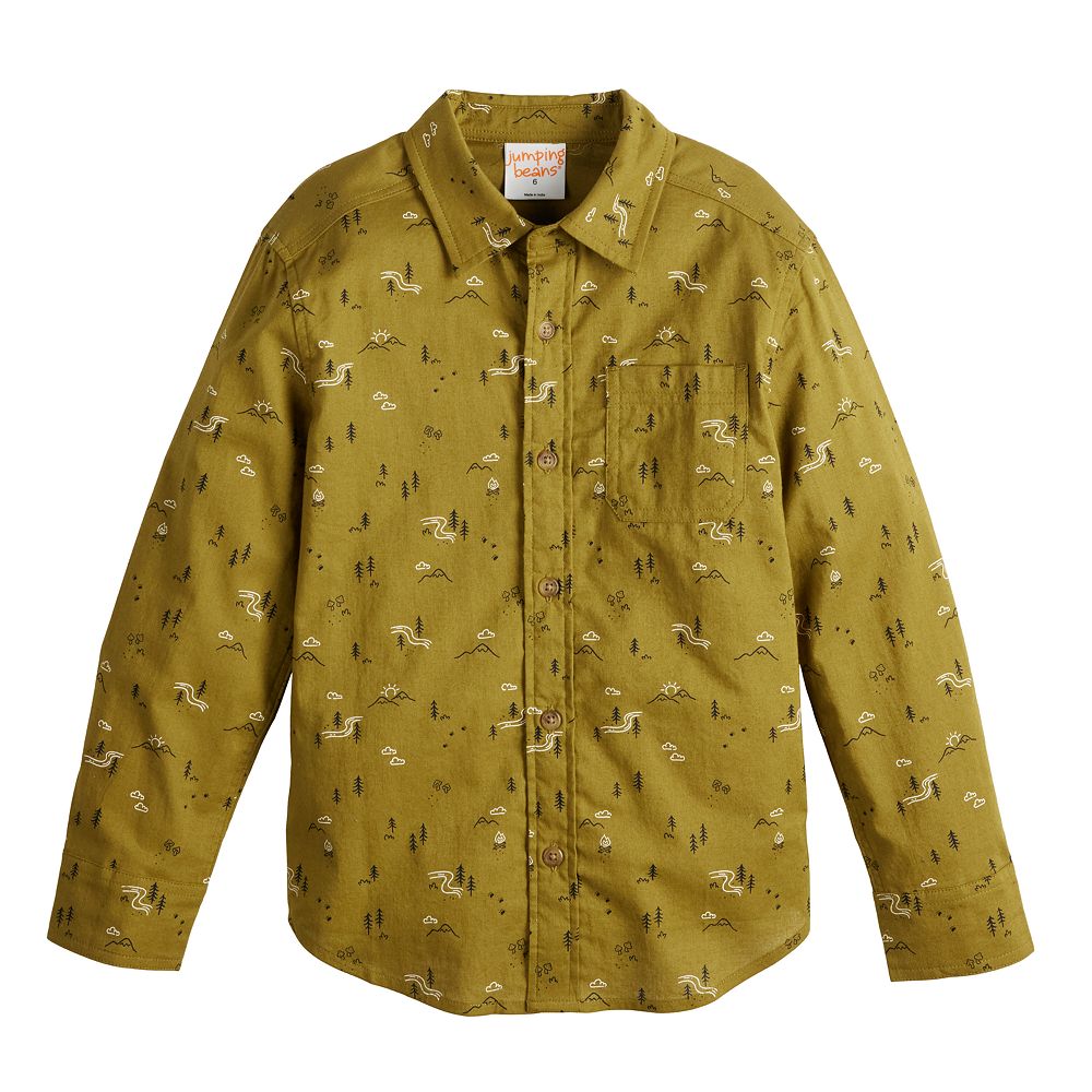 J. Bailey Boys Button Down Shirt - Long Sleeves - Celery Green Checks