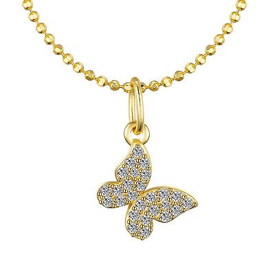 Sterling Silver Cubic Zirconia Butterfly Choker Necklace - Rose Gold Flashed, 13 Inch With 2 Inch Extender, Short Necklace For Women