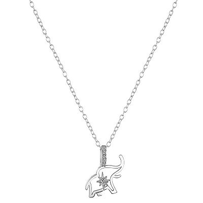 Love This Life Sterling Silver Cubic Zirconia Elephant Pendant Necklace