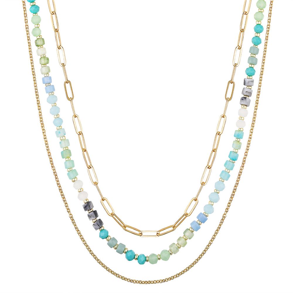 Love This Life® 14k Gold Flash Plated Multi-Color Beaded Layered Link ...