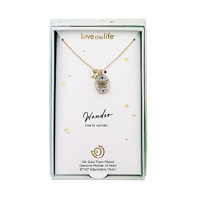 Love This Life® 14k Gold Flash Plated Mother of Pearl Butterfly Pendant Necklace