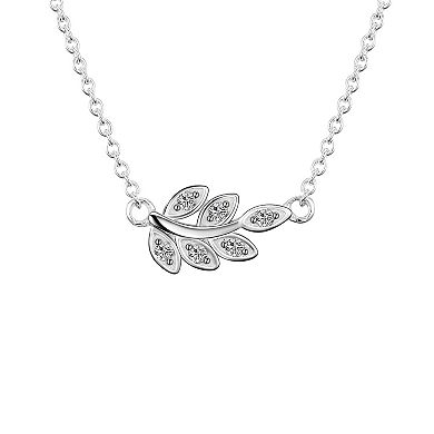 Love This Life® Sterling Silver Cubic Zirconia Leaf Necklace