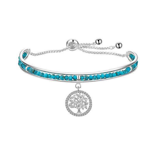 Love This Life® Silver Plated Cubic Zirconia Family Tree Turquoise