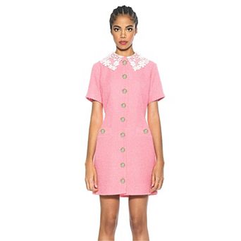 Women's ALEXIA ADMOR Grady Tweed Button-Down Lace Detail Dress