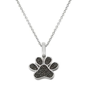 Sterling Silver 1/7 Carat T.W. Diamond Paw Print Pendant Necklace