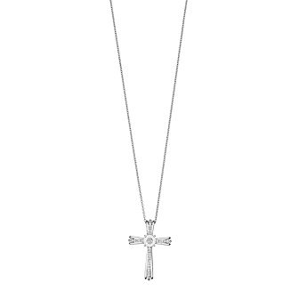 Men's Sterling Silver 1/10 Carat T.W. Diamond Cross Pendant Necklace