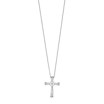 Men's Sterling Silver 1/10 Carat T.W. Diamond Cross Pendant Necklace