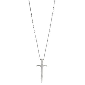 Men's Sterling Silver 1/10 Carat T.W. Diamond Cross Pendant Necklace