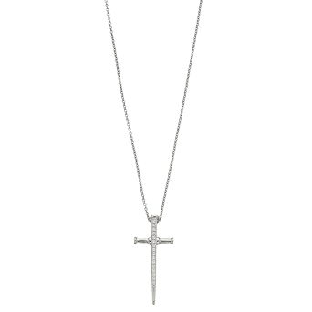 Men's Sterling Silver 1/10 Carat T.W. Diamond Cross Pendant Necklace