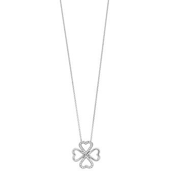 Sterling Silver 1/7 Carat T.W. Diamond Clover Pendant Necklace