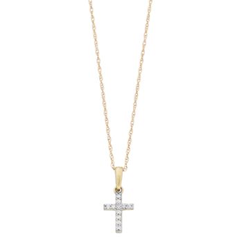 10k Gold Diamond Accent Cross Pendant Necklace