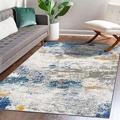 Luxe Weavers Multicolor Abstract Watercolor Area Rug