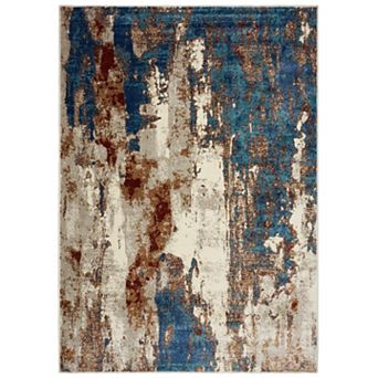 Luxe Weavers Modern Distressed Abstract Area Rug, Passion, Red