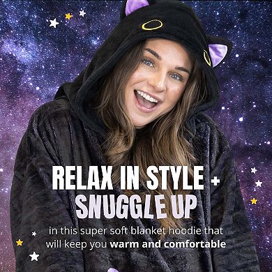 Unisex Cosmo the Black Cat Snugible - Reversible Blanket Hoodie Pillow