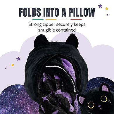 Unisex Cosmo the Black Cat Snugible - Reversible Blanket Hoodie Pillow