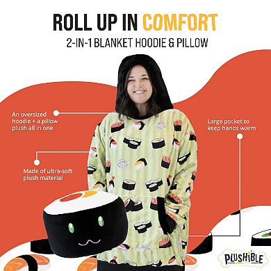 Sushi Snugible 2 in 1 Blanket Hoodie & Pillow Adult