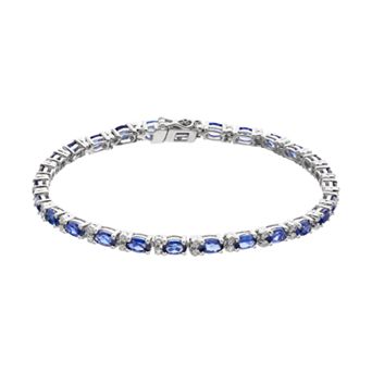 Sterling Silver Lab-Created Blue Sapphire & Diamond Accent Bracelet