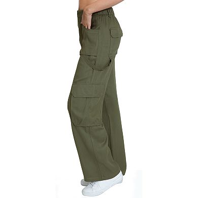 Juniors' Rewash Silky Twill Wide Leg High Rise Carpenter Pants