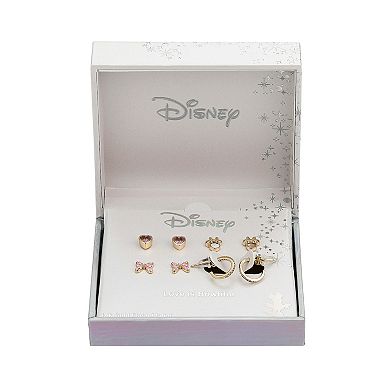 Disney's Minnie Mouse Gold Tone Cubic Zirconia Earring Set
