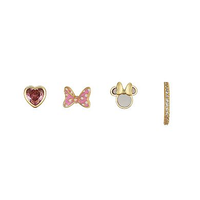 Disney's Minnie Mouse Gold Tone Cubic Zirconia Earring Set