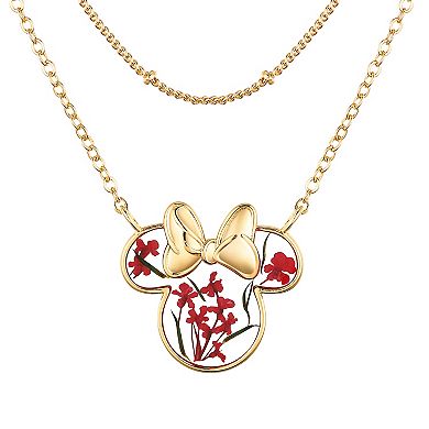 Disney's Minnie Mouse Pink Dried Flower Layered Necklace