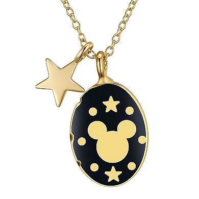 Disney's Mickey Mouse Black Agate Stone Star Charm Pendant Bracelet