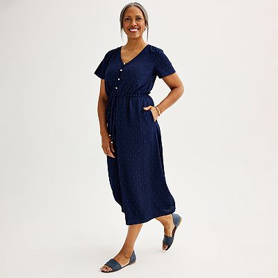 croft and barrow maxi dress Women's Croft & Barrow Y-Neck Maxi Shirtdress Color: Rust Blooms Size: XX  LARGE