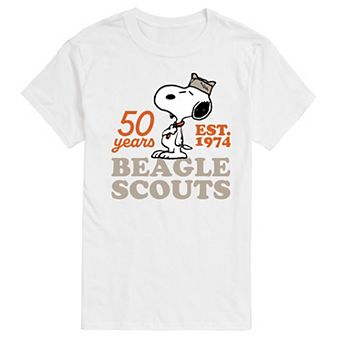 Men's Peanuts Beagle Scout Snoopy Hat Logo Graphic Tee