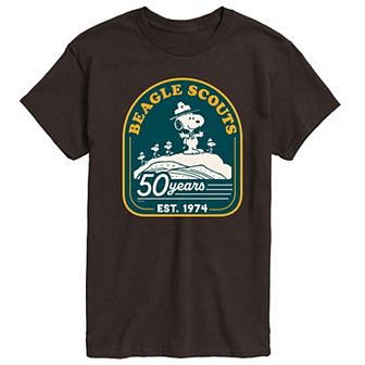 Men's Peanuts Beagle Scout 50 Years Mountain Graphic Tee