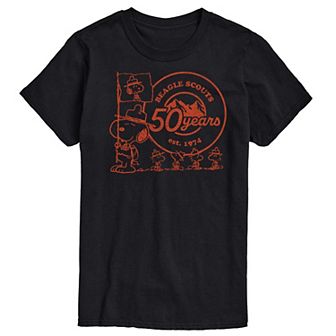 Men's Peanuts Beagle Scout Snoopy Flag Logo Graphic Tee