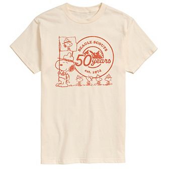 Men's Peanuts Beagle Scout Snoopy Flag Logo Graphic Tee