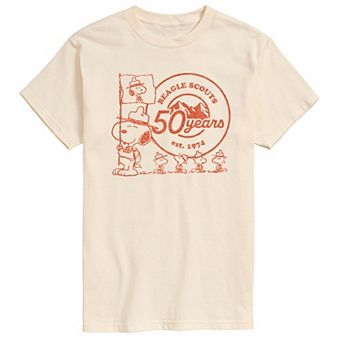 Men's Peanuts Beagle Scout Snoopy Flag Logo Graphic Tee