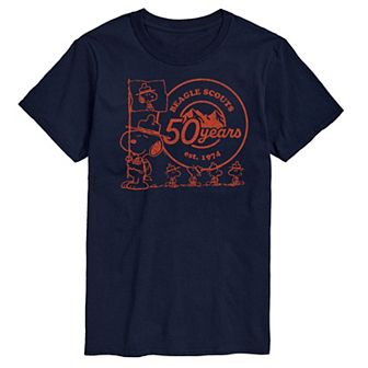 Men's Peanuts Beagle Scout Snoopy Flag Logo Graphic Tee