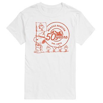Men's Peanuts Beagle Scout Snoopy Flag Logo Graphic Tee