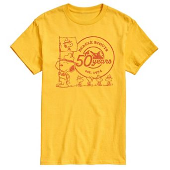 Men's Peanuts Beagle Scout Snoopy Flag Logo Graphic Tee