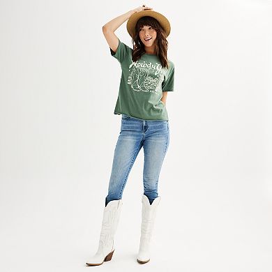Juniors' "Howdy Y'all" Cowboy Boots Cactus Graphic Tee