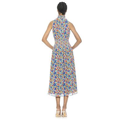 Women's ALEXIA ADMOR Landry Smocked Neck And Waist Halter Fit And Flare Dress
