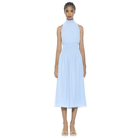 Женские платья ALEXIA Women's ALEXIA ADMOR Landry Smocked Neck And Waist Halter Fit And Flare Dress