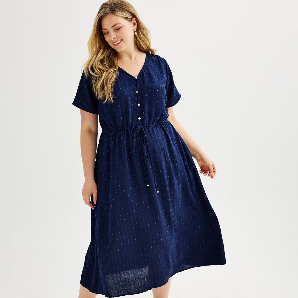 V Neckline Dress with Flutter Sleeves Dusk Plus Size