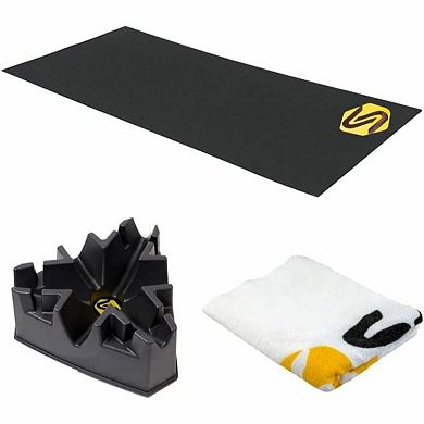 Saris Bike Trainer Accessory Kit with Bike Mat, Climbing Riser Block & Towel