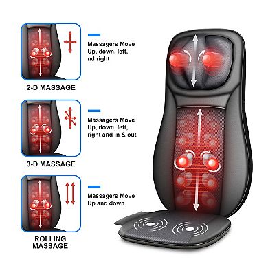 Snailax Shiatsu Full Back Massager With Heat, Adjustable Chair Massager Pad, Rolling Massage Cushion