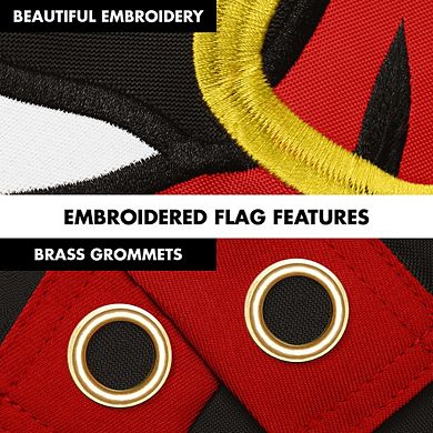 G128 2.5x4ft Combo Flagpole Pirate Jolly Roger Head Scarf Embroidered 300d Poly Brass Grommets Flag