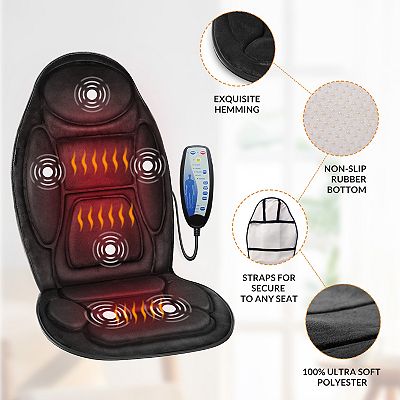 Snailax Memory Foam Vibration Seat Massager Cushion, Back Massager Chair Pad  With Heat, Gifts