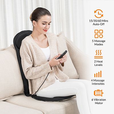 Snailax Memory Foam Vibration Seat Massager Cushion, Back Massager Chair Pad  With Heat, Gifts