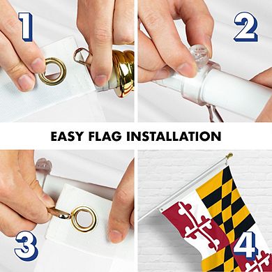 G128 2x3ft Combo Flagpole Maryland Embroidered 300d Polyester Brass Grommets Flag