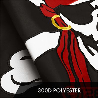 G128 2.5x4ft 1pk Pirate Jolly Roger Head Scarf Embroidered 300d Polyester Brass Grommets Flag