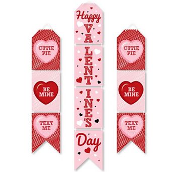 Big Dot of Happiness Conversation Hearts - Hanging Vertical Paper Door Banners - Valentine's Day Party Wall Decoration Kit - Indoor Door Decor