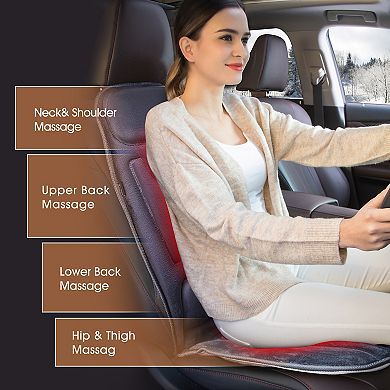Snailax Back Massager Chair Pad, 10 Motors Massage Seat Cushion With Heat, Memory Foam Car Massager